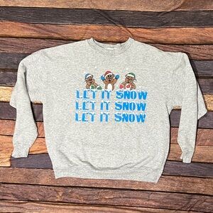 Vintage Let it Snow Xmas Ugly Sweater Party Gray 1980s Womens Sweatshirt